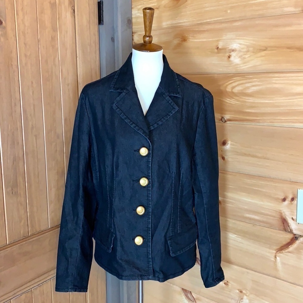 Vintage Pierre Cardin black denim jean jacket Size Medium - Picture 8 of 8